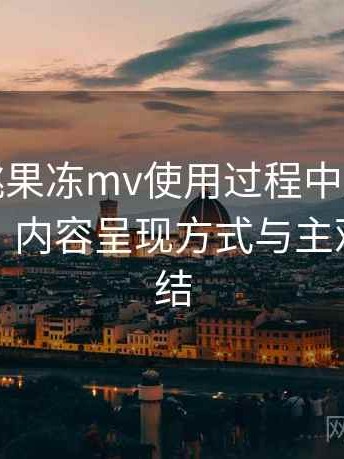 天美密桃果冻mv使用过程中发现的一些细节：内容呈现方式与主观体验总结