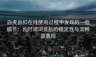 白虎自扣在线使用过程中发现的一些细节：长时间浏览后的稳定性与流畅度表现