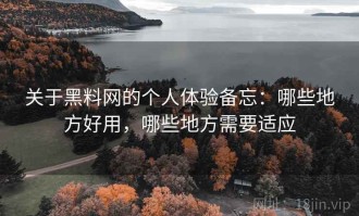 关于黑料网的个人体验备忘：哪些地方好用，哪些地方需要适应