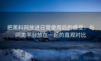 把黑料网放进日常使用后的感受：与同类平台放在一起的直观对比