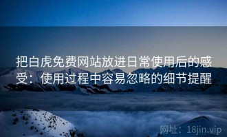 把白虎免费网站放进日常使用后的感受：使用过程中容易忽略的细节提醒