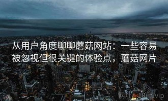 从用户角度聊聊蘑菇网站：一些容易被忽视但很关键的体验点，蘑菇网片